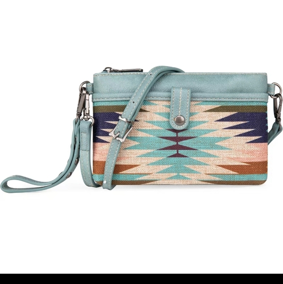 Wrangler Southwestern Art_Print Clutch/Crossbody, Turquoise - Picture 2 of 2